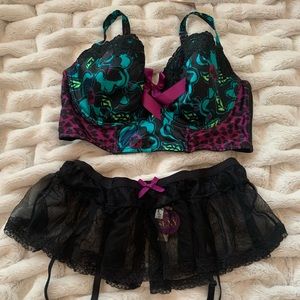 Women’s Long Line Cami Bra with Garter Skirt